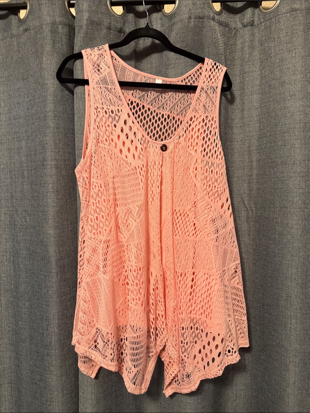 Lightweight Peach Crochet Camisole Tank - Feminine Layering Top